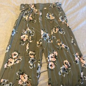 Green floral dress pants